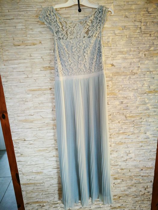 Długa plisowana jasnozielona sukienka r.38 H&M