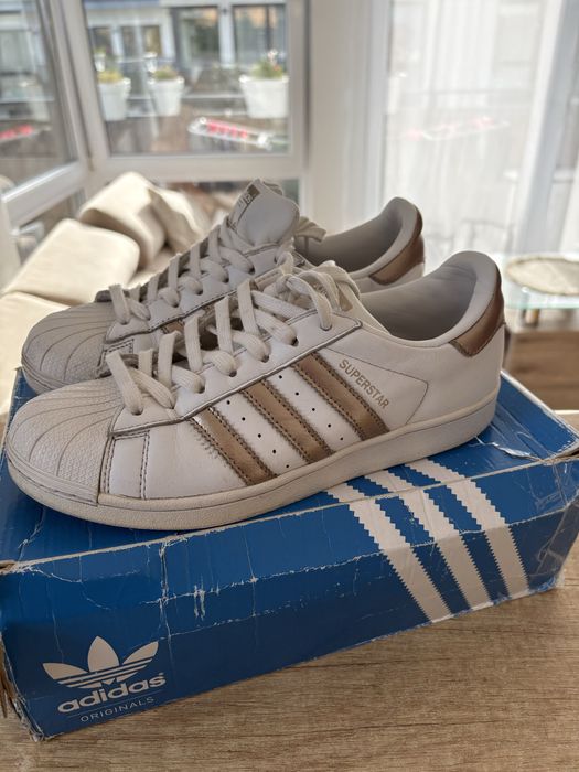 Buty Adidas Superstar białe golden rose