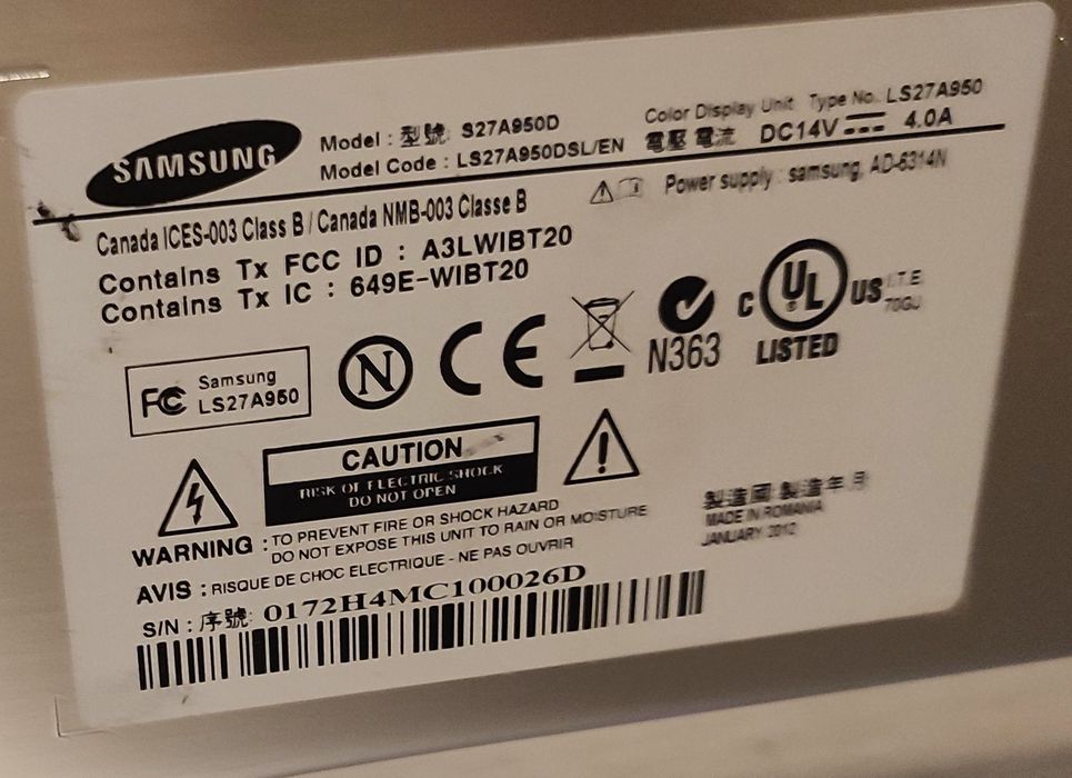 Monitor Samsung S27A950D 27"cali,metalic