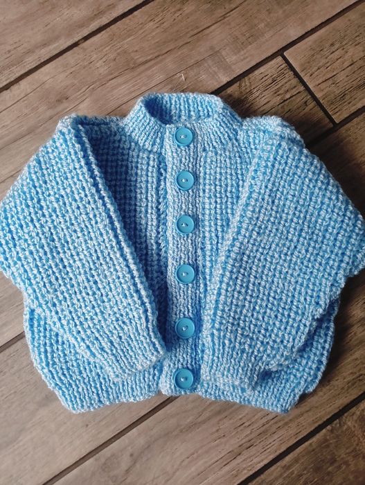 Sweter handmade, gruby ciepły sweterek, sweter niemowlęcy, 6-9 m-cy
