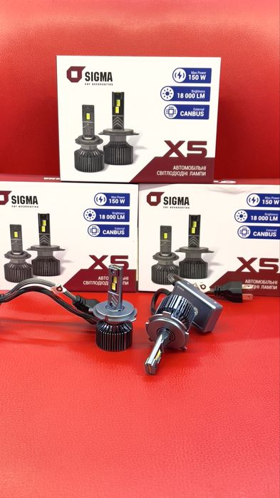 Лед лампи Sigma 75Вт 18000Лм у цоколях  H7/H11/HB3/HB4/H4
