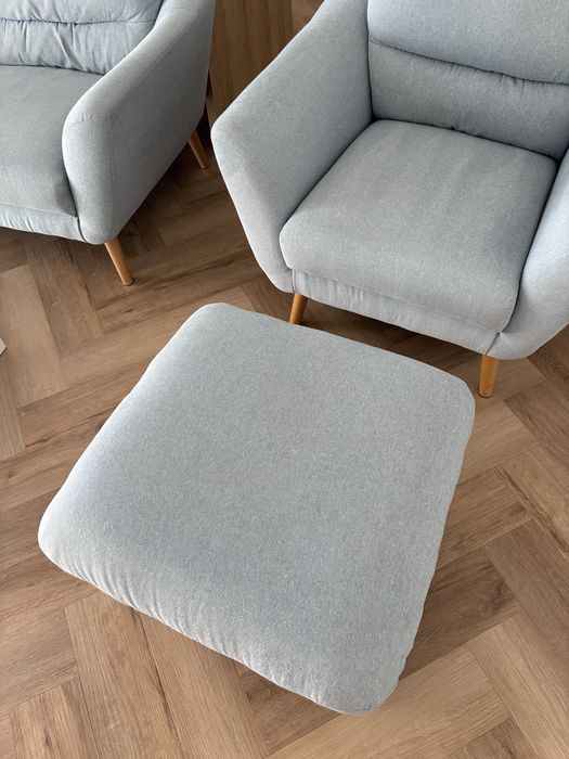 REZERWACJA Sofa z fotelem i podnóżkiem
