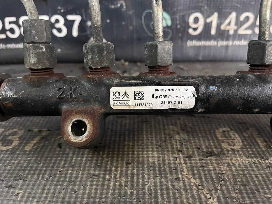 Régua de injeção usada 9H06 9685297580-02 BOSCH PEUGEOT CITROEN FORD VOLVO