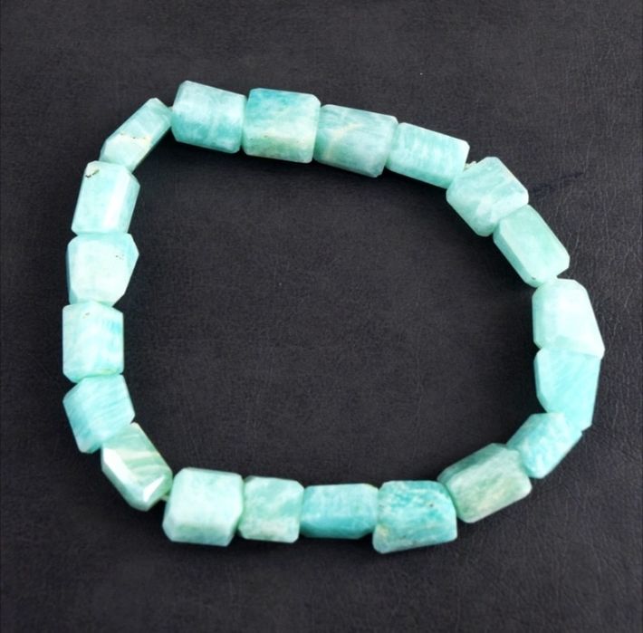 Pulseira de Contas Facetadas de Amazonita Genuína Natural 108 Quilates