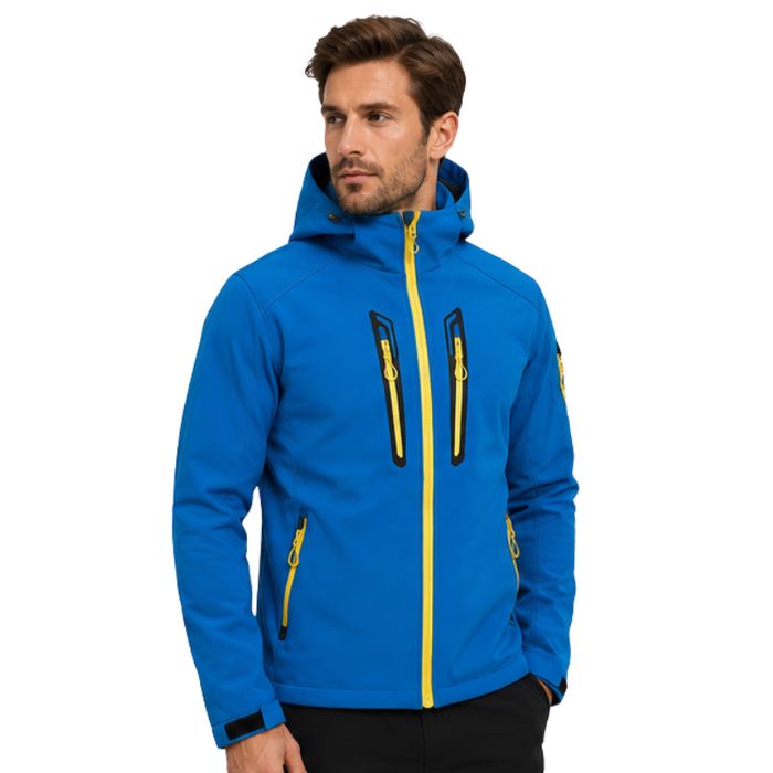 Męska kurtka trekkingowa softshell polar niebieska L/XL