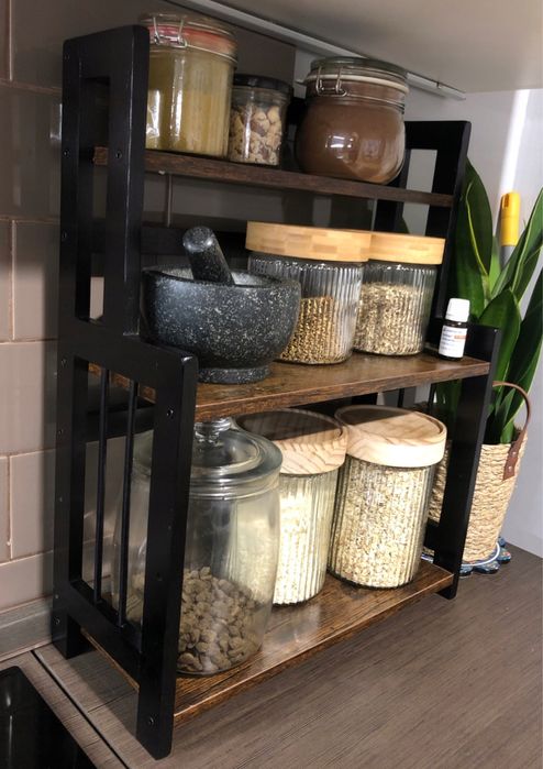 3 poziomowa półka na przyprawy organizer bambusowy na blat