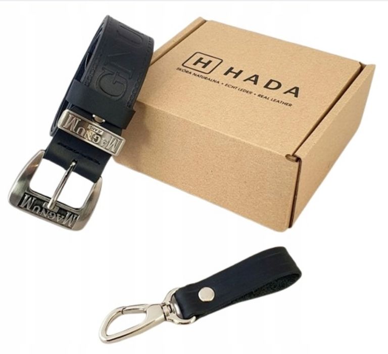 Pasek męski czarny skórzany  do spodni Magnum Jeans