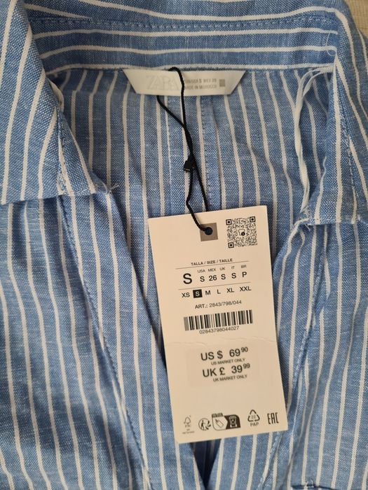 Sukienka długa maxi Zara S M len wiskoza nowa