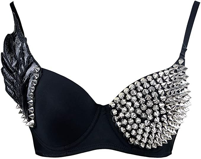 Efektowny Damski Biustonosz Push Up z Ćwiekami i Skrzydłem - XXL