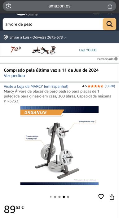 Árvore de Pesos Marcy (Suporte Discos) – Como Nova