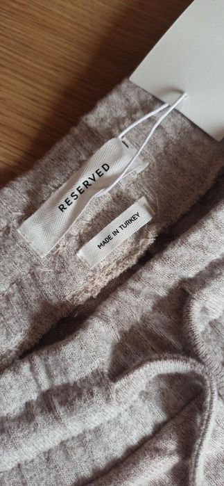 Spodnie damskie reserved beżowe szeroka nogawka, rozmiar L