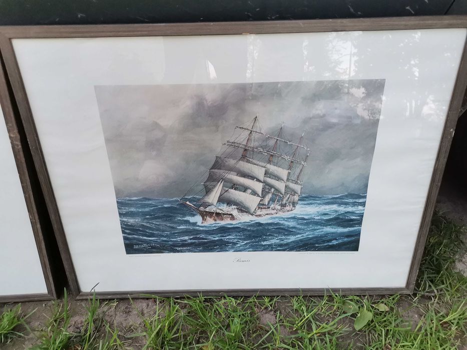 4 obrazy olejne reprodukcje marynistyka