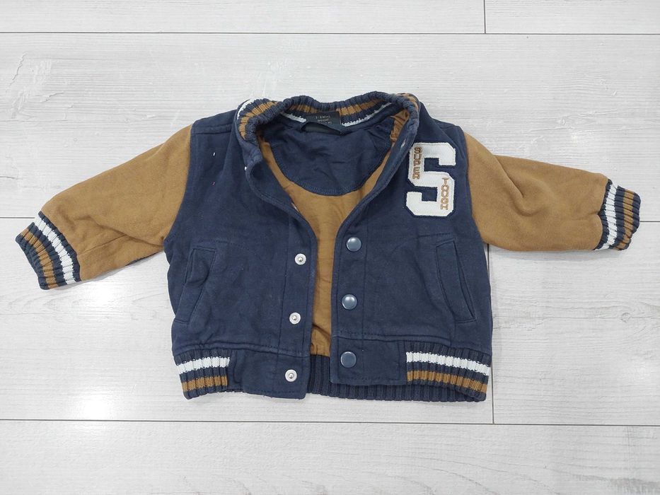 Kurtka Jesienna Wiosenna NEXT 62 3-6M Granatowa Brązowa Bejsbolówka