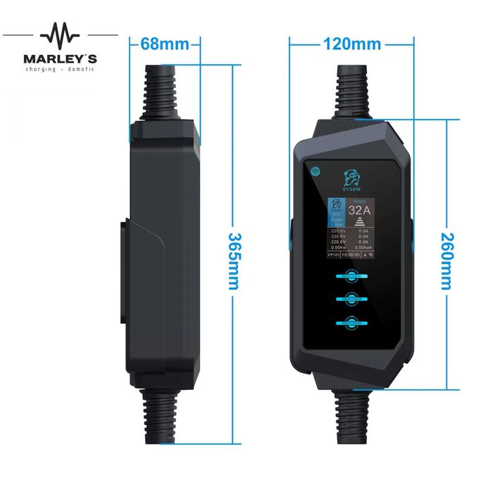 Carregador Portátil 22 kw - 32A - Trifasico c/APP Eletricos/ Hibridos