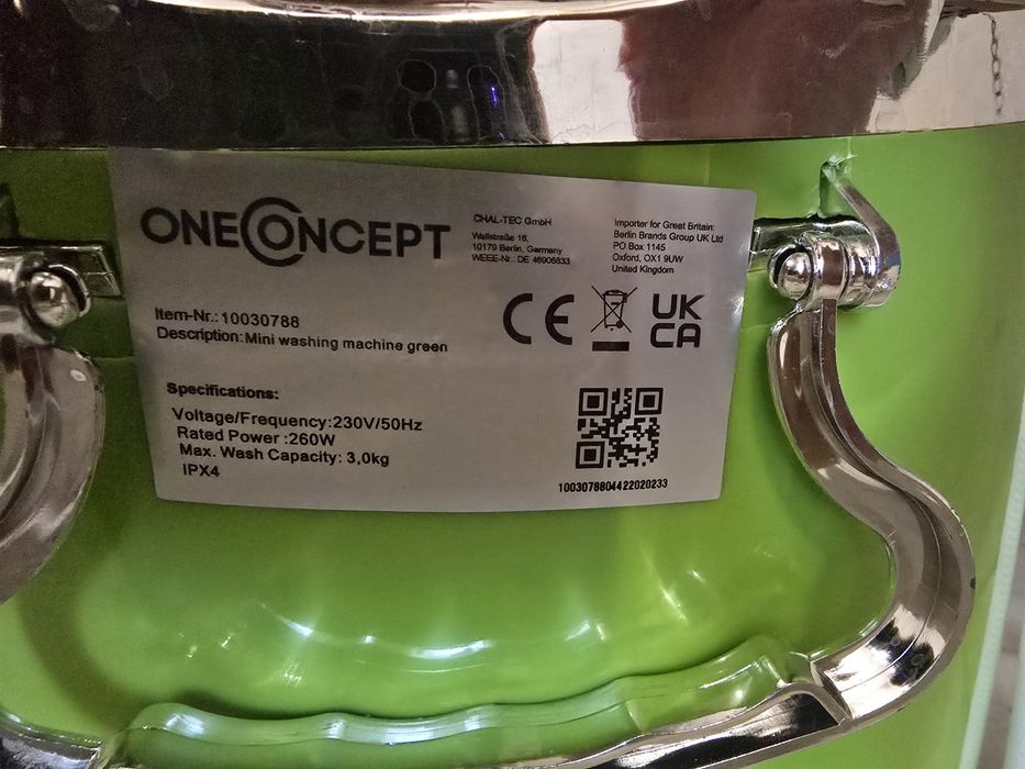 Mini pralka turystyczna oneConcept Ecowash 3 kg / 260W z funkcją wirowania – Stan BDB!