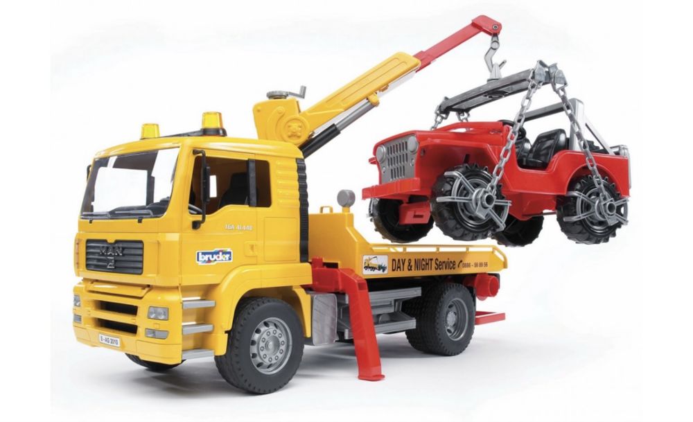 Іграшка Bruder евакуатор MAN з джипом (02750)
