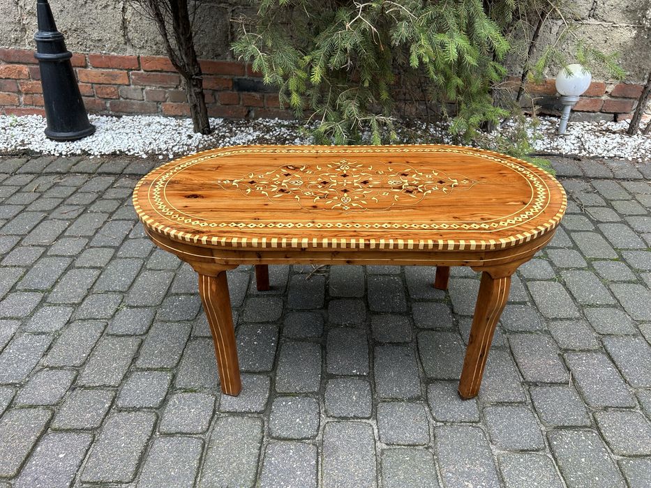 Ława Ludwikowska Intarsja Ludwik Uniakt Stolik Kawowy Po Renowacji