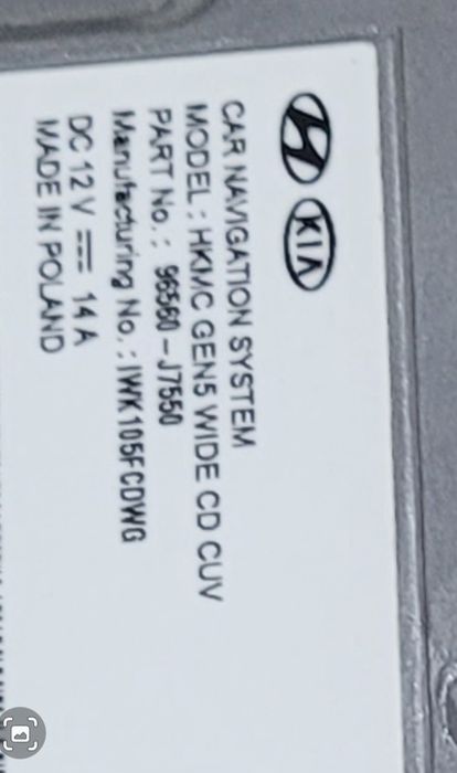 Radio Nawigacja  Wyświetlacz Dotyk Kia Ceed Pro Xceed  96560 -J7550