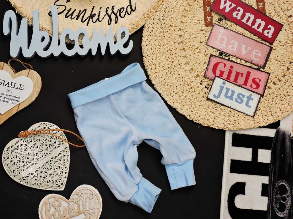 H&M - welurowe spodnie pumpy , błękit r 62