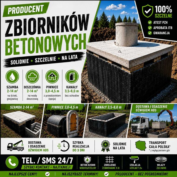 ZBIORNIK betonowy na gnojowice SZAMBA szambo betonowe 12m3 KANAŁY KANAŁY ziemianka PIWNICA