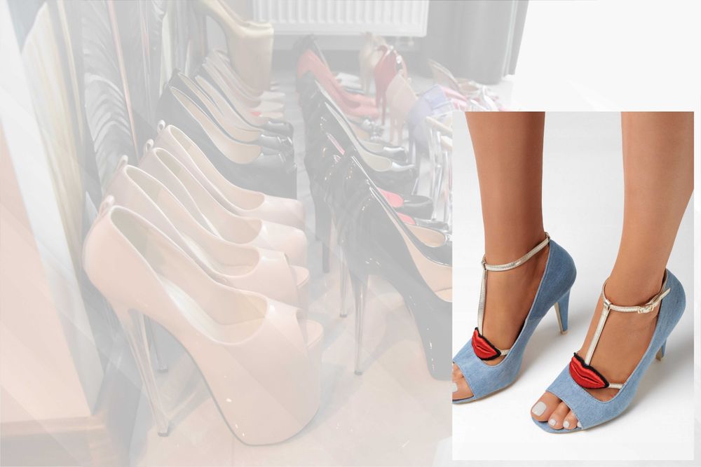 Jeansowe, śliczne szpilki ze zdobieniem, rozmiar 36