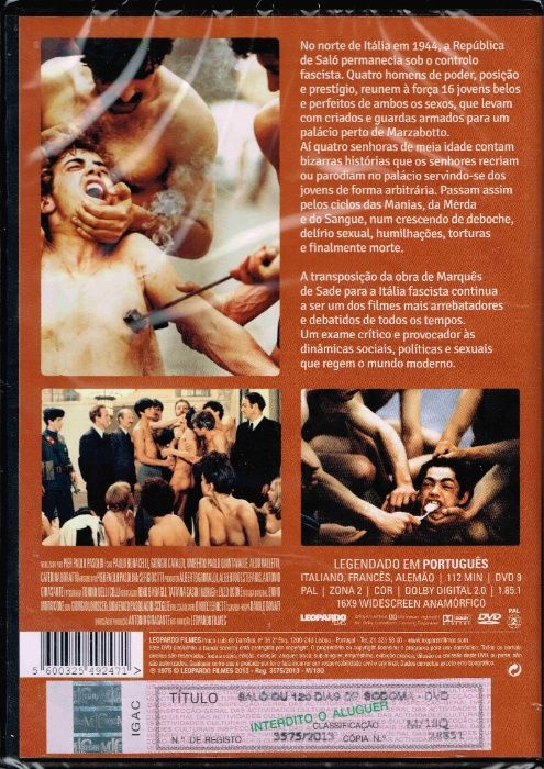 Filme em DVD: SALÓ ou 120 Dias de Sodoma (Pasolini) - NOVO! SELADO!