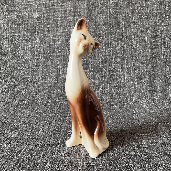 Вінтажна керамічна статуетка сіамського котика