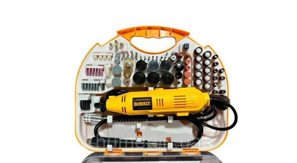 Шліфувально-гравірувальний інструмент DeWALT 180 Вт + 218 насадок
