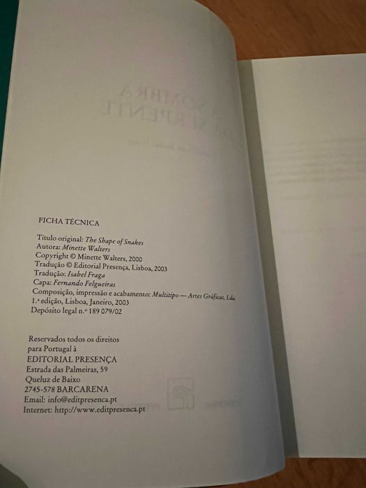 A SOMBRA DA SERPENTE      Minette Walters