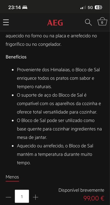 Bloco de sal AEG para cozinhar
