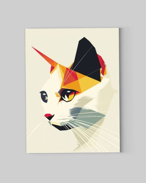 Obraz na płótnie "Geometryczny Kot w Abstrakcji" 30x40 cm
