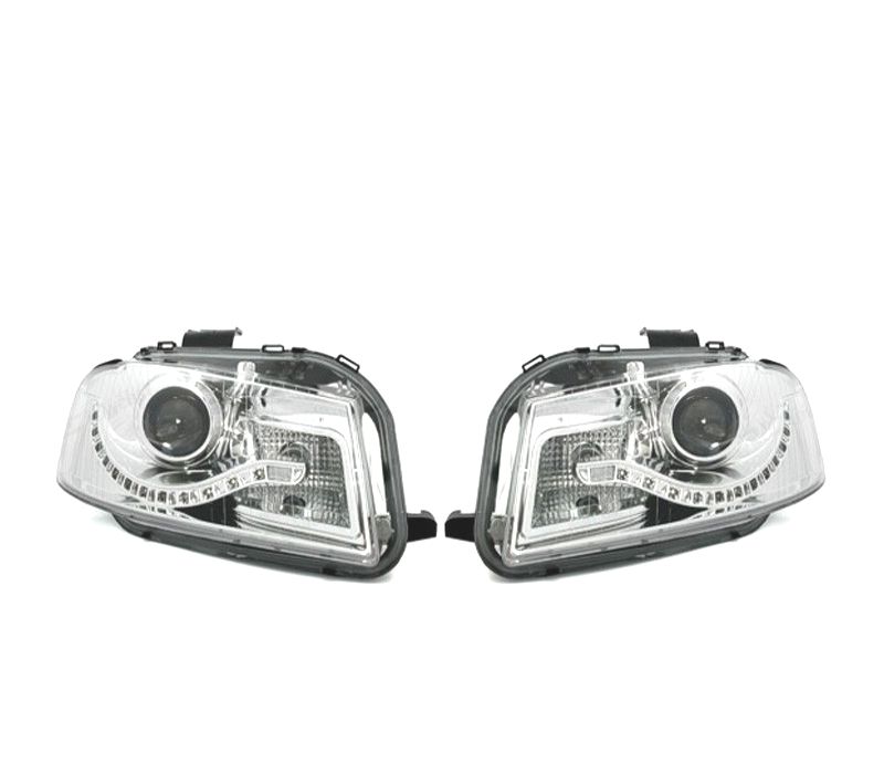 FARÓIS AUDI A3 8P 03-08 LUZ LED DIURNA FUNDO CROMADO
