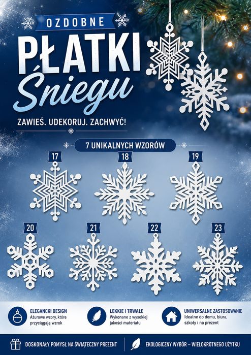 Ozdobne płatki śniegu