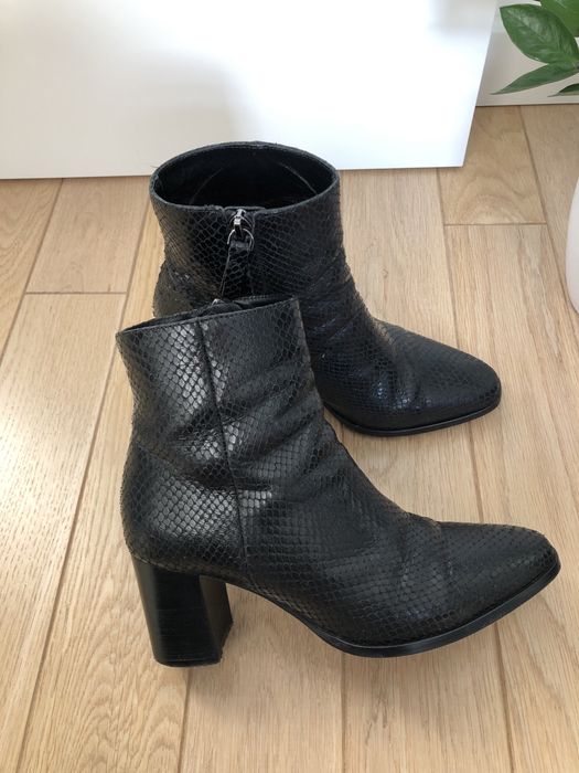 Botki Massimo Dutti skórzane ze zwierzęcym wzorem
