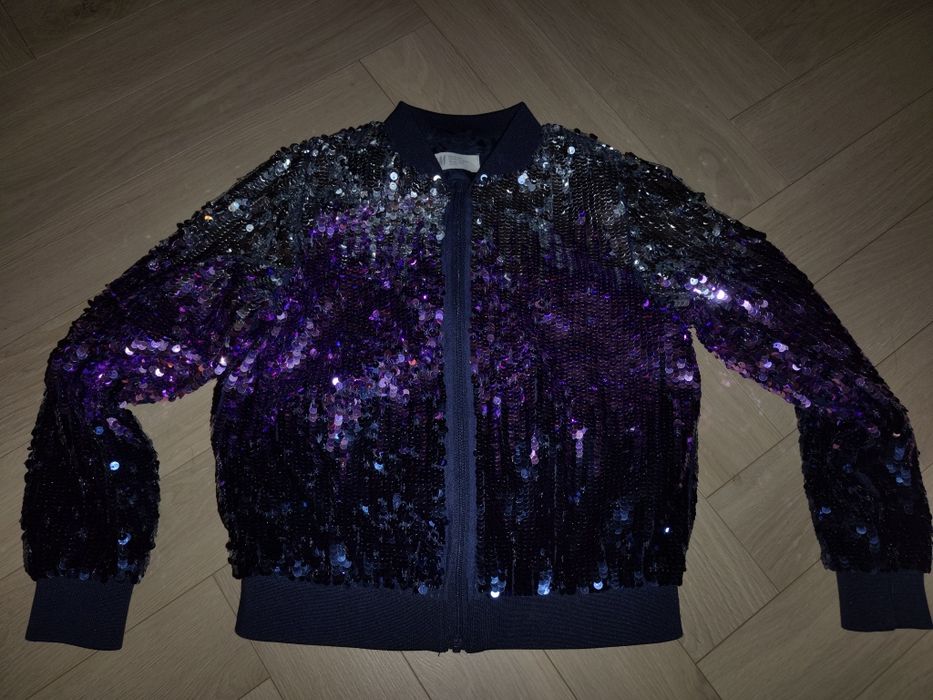 Kurtka cekinowa HM H&M , bomberka 128, kurteczka błyszcząca, narzutka