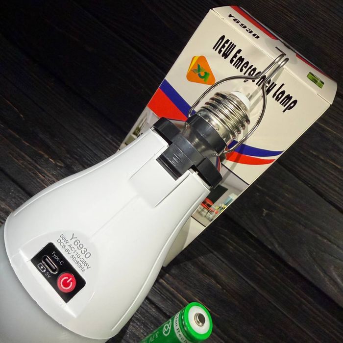 ‼️Аварійна Лампочка 30W + Тайпси Tipe-C аккумуляторна на 3 акб 18650