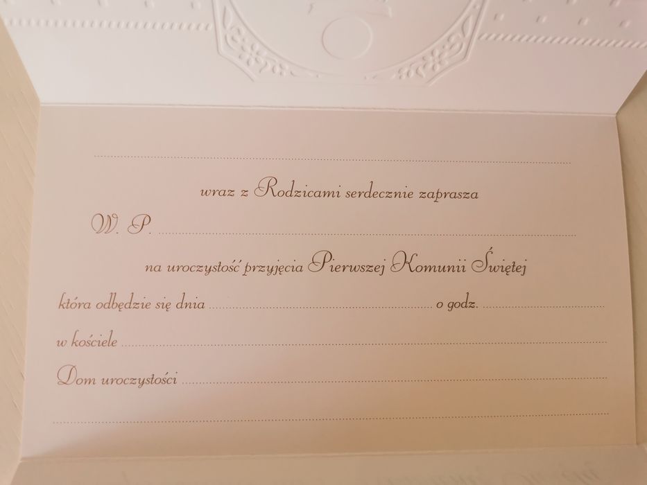 Zaproszenie I Komunia Święta