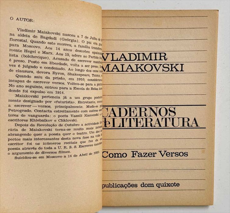 Vladimir Maiakovski, Como Fazer Versos. Cadernos de Literatura, nº4.