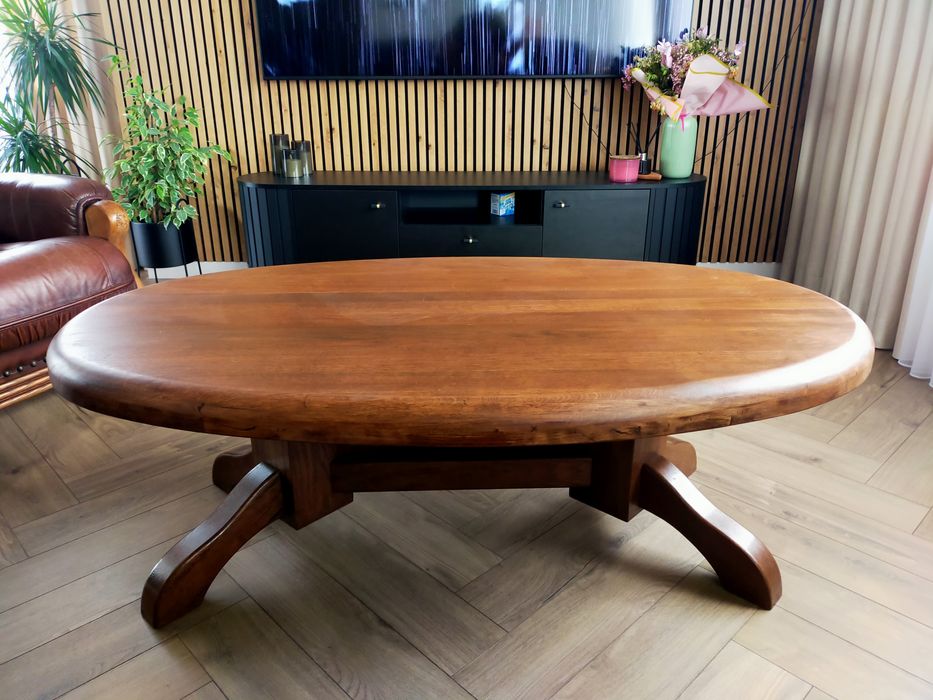 Stolik kawowy z litego dębu | Masywny | 140×80 | vintagee