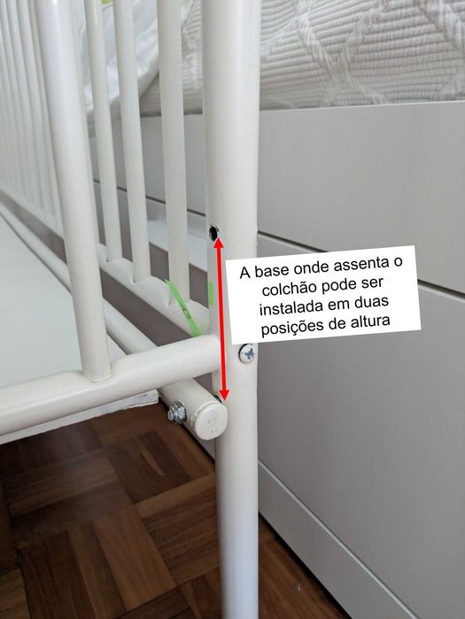 Berço bebé + colchão + roupa de cama