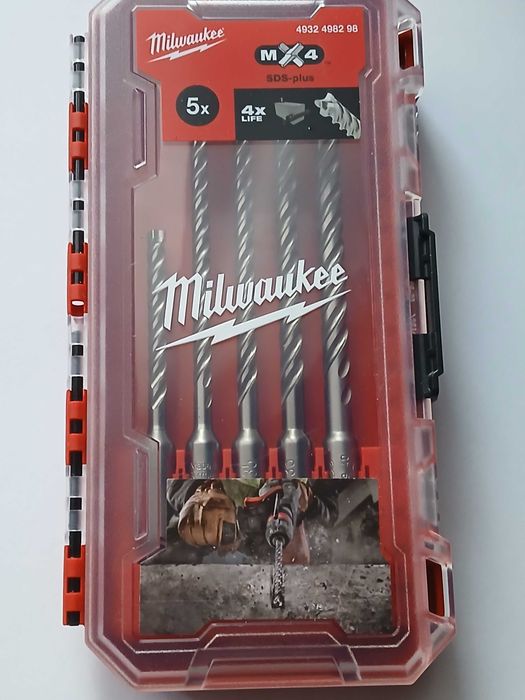 Zestaw wierteł do betonu SDS-Plus 4-ostrz Milwaukee 5 szt.*nowe