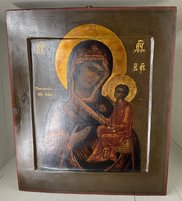 Iкона Тихвінська Богородиця, 31×27 см, старовинна 19 сторіччя