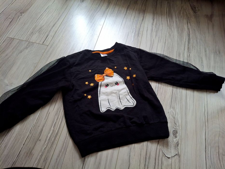 Czarna bluzka bluza Halloween duszek 122cm