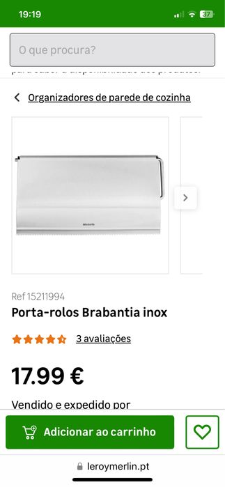 Brabantia suporte em inox para rolo de papel novo
