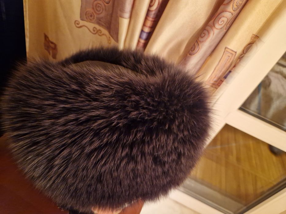 Шапка женская комби мех песца+нат. кожа а