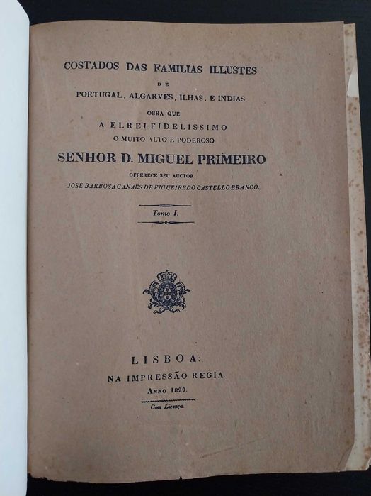 livro: “Costados de famílias illustres de Portugal” (tomos I e II)