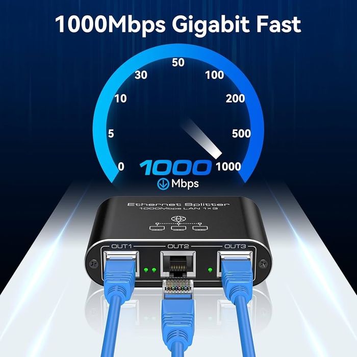 Rozdzielacz sieciowy VEDINDUST 1do3 przełączników Ethernet 1000Mb/s.