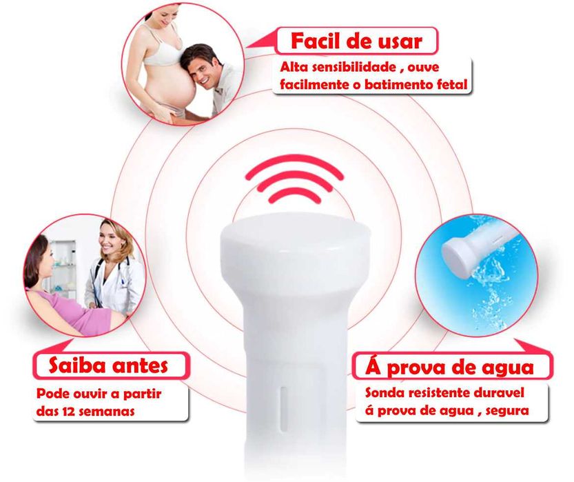 Monitor fetal batimentos cardiacos bebe gravida doppler ouvir coração