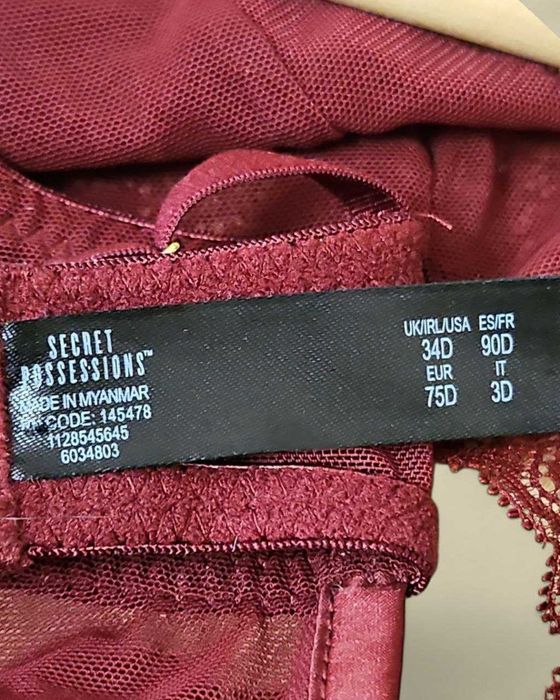 Бордовый кружевной боди Secret Possessions 75D (S/M)