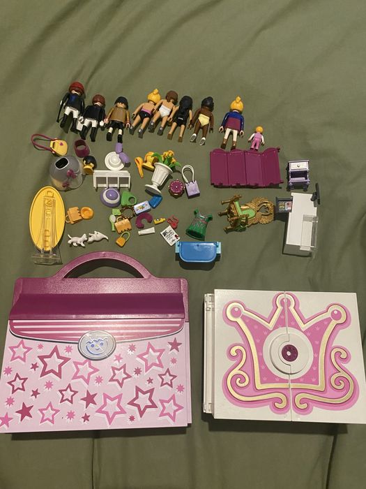 Playmobil 3 zestawy mama z dzieckiem butik walizka zamek